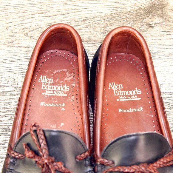 * NEW * $295 Allen Edmonds WOODSTOCK Loafer 7 D Black / Brown * add $15 Trees main image 4